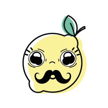 Kawaii güzel limon meyve, vektör çizim şaşırttı