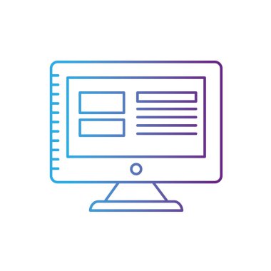 çizgi bilgisayar ekran teknolojisi ile elektronik bilgi vektör çizim