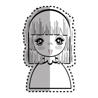 etiket anime güzel ihale kadın, vektör çizim tasarım