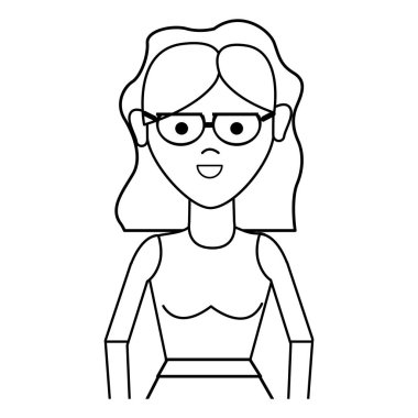 güzel kadın gözlük ve bluz bez, vektör çizim ile satır