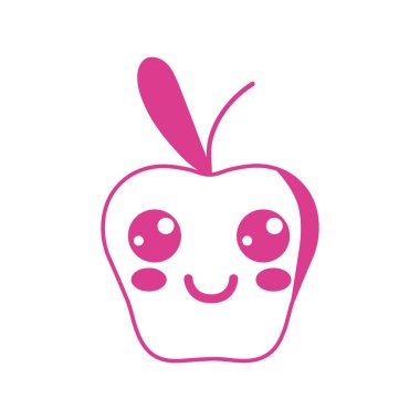 Kawaii şirin mutlu elma meyve vektör çizim