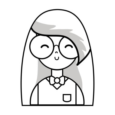 satır güzellik kız saç modeli ve tek tip kıyafet vektör çizim ile