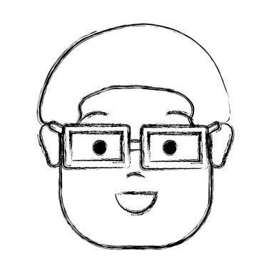 kontur mutlu adam saç modeli ve gözlük, vektör çizim tasarım