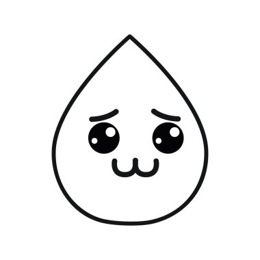 siluet kawaii güzel utangaç damla su, vektör çizim tasarım