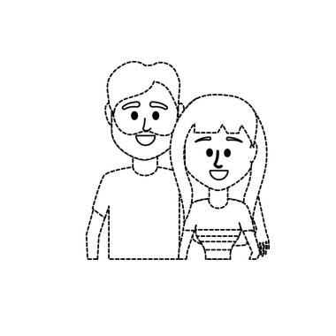 noktalı şekli çift ile birlikte rahat kıyafetler vektör çizim tasarım