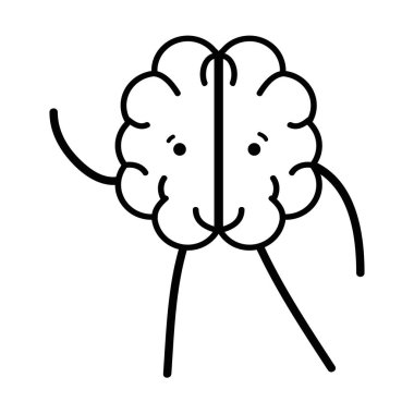 satırı simgesi çok güzel kawaii beyin ifade, vektör çizim