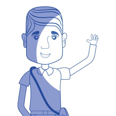 siluet adam çanta ve saç şekli vektör çizim ile