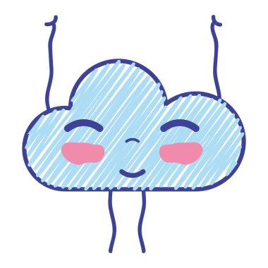 silah Kawaii güzel mutlu bulutla illüstrasyon vektör