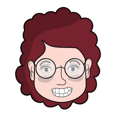 kadın yüz saç modeli ve gözlük vektör çizim ile