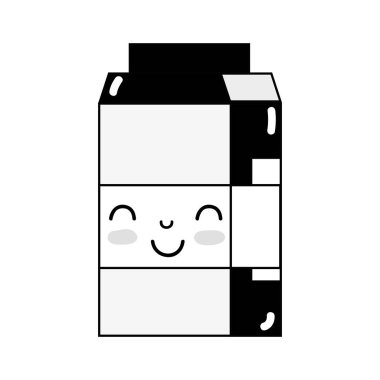 kontur kawaii şirin mutlu süt kutusu vektör çizim