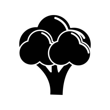 siyah kontur sağlık brokoli sebze kutsal kişilerin resmi, vektör çizim