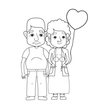 coupe yaşlılar gözlük ve saç modeli vektör çizim ile satır