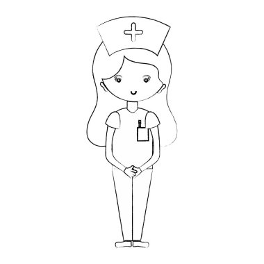 satır profesyonel hemşire baş vektör çizim şapka ile