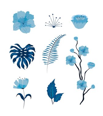 Güzel çiçek koleksiyonu vektör çizim grafik dsign kümesi