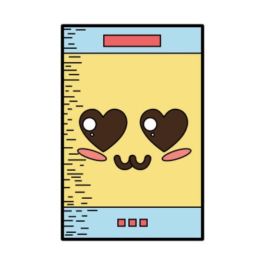 Kawaii şirin ihale smartphone teknoloji vektör çizim