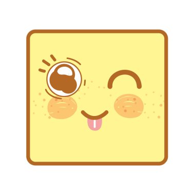 Kawaii komik surat tougue dışında vektör çizim tasarım ile