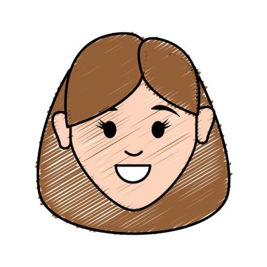 saç modeli, vektör çizim tasarım ile kadın mutlu yüz