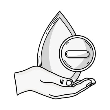 satırı el ile kan damlası tıbbi bağış simge vektör çizim için