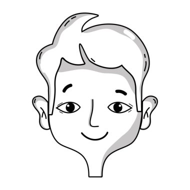 mutlu bir adam kafa saç modeli tasarım vektör çizim ile satır