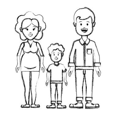 siluet çift ile onların oğlu simge vektör illustraction resim