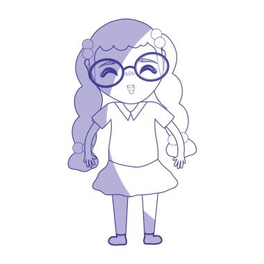 siluet güzel kızla gözlük ve rahat kıyafetler, vektör çizim