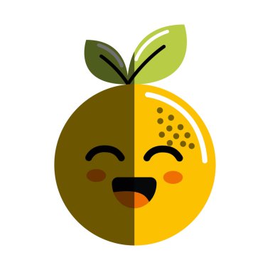 Kawaii güzel mutlu turuncu meyve, vektör çizim