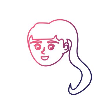 satır avatar mutlu kadın yüz saç modeli tasarım vektör çizim ile