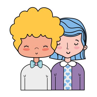 Güzellik çift ile birlikte saç modeli tasarım illüstrasyon vektör