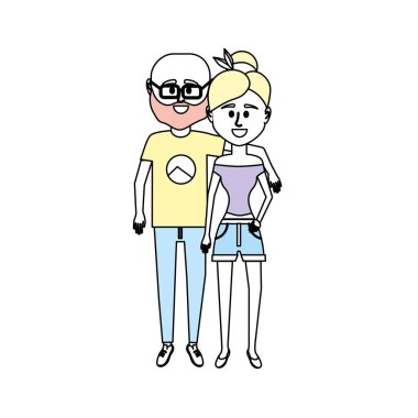 Çift clouthes tasarım vektör çizim simgesi ile birlikte