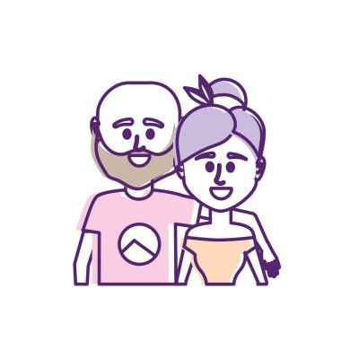 Çift birlikte rahat kıyafetler vektör çizim tasarım