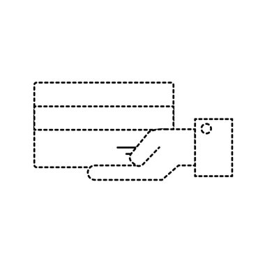 noktalı şekil işadamı palm el vektör çizim elektronik kredi kartı ile
