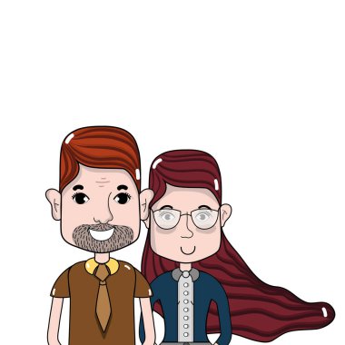 saç modeli ve rahat kıyafetler, vektör çizim ile güzel çift