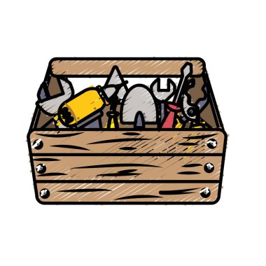 Araç kutusu ile ekipman sanayi onarım vektör çizim için