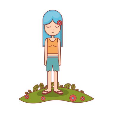 kadın barış ve sevgi rahatla ve meditasyon, illüstrasyon vektör