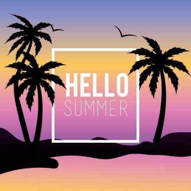 sümer tatil Adası palmiye ağaçları ile vektör çizim