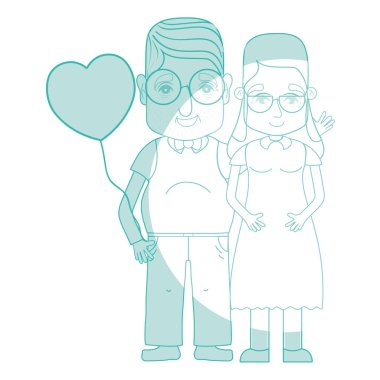 siluet eski coupe insanlar gözlük ve saç modeli ile illüstrasyon vektör