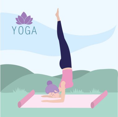 waman eğitim yoga mat vektör çizim konumu dengede