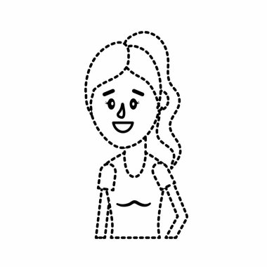 noktalı şekli kadın saç modeli ve bluz tasarım vektör çizim ile