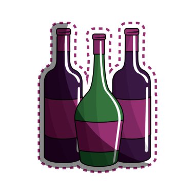 etiket farklı şarap şişeleri simge görüntüsünü, vektör çizim tasarım