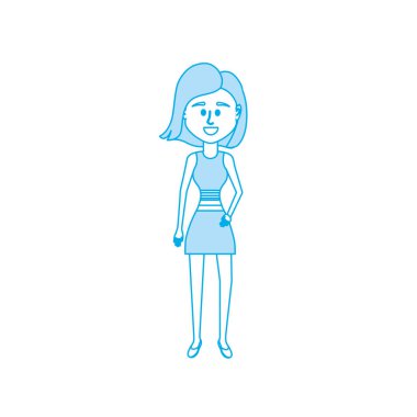 siluet kadın saç tasarım ve giyim vektör çizim ile