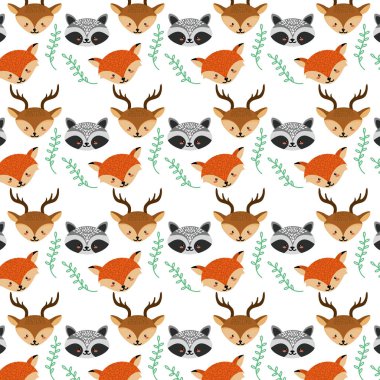 sevimli hayvanlar baş arka plan tasarlamak vektör ayarla