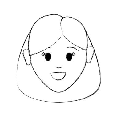 saç modeli, vektör çizim tasarım ile kadın kontur mutlu yüz