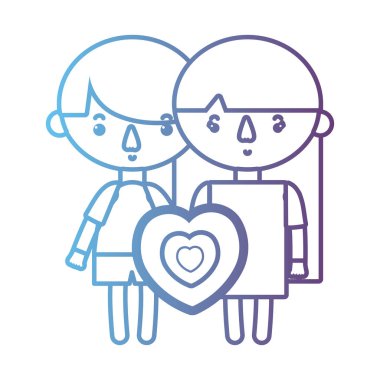 çizgi çocuk kalp tasarımı ile birlikte illüstrasyon vektör