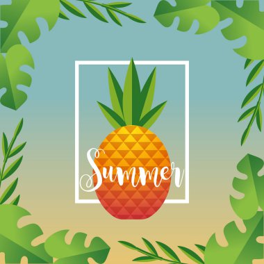 yaz tatil tropikal ananas meyve vektör çizim ile