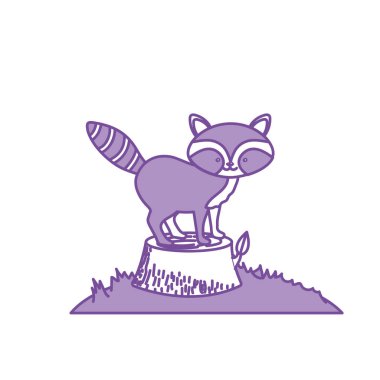 Havaalanı ahşap ağaç vektör çizim kontur şirin rakun hayvan