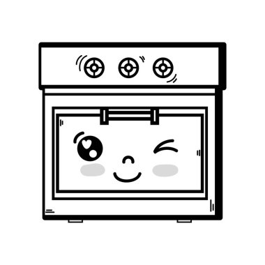 satır kawaii şirin komik fırın teknoloji vektör çizim