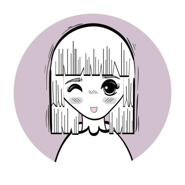 Anime şirin güzel kadın, vektör çizim tasarım