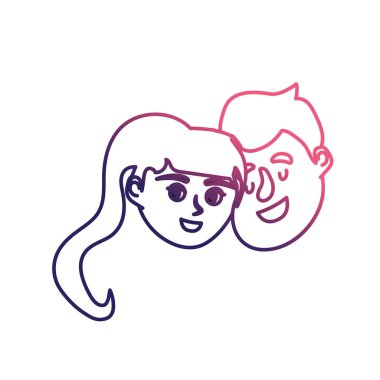 satır mutlu çift yüz saç modeli tasarım vektör çizim ile