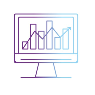 çizgi bilgisayar teknolojisi istatistikleri diyagramı vektör çizim bar ile