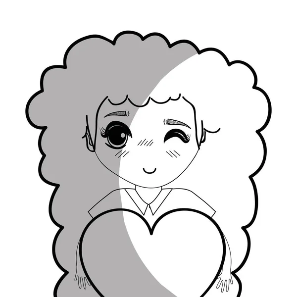 Línea Chica Bonita Con Corazón Mano Diseño Ilustración Vectorial — Archivo Imágenes Vectoriales